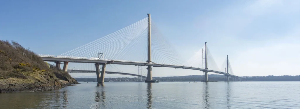 Photo of Queensferry Crossing taken from the river bank