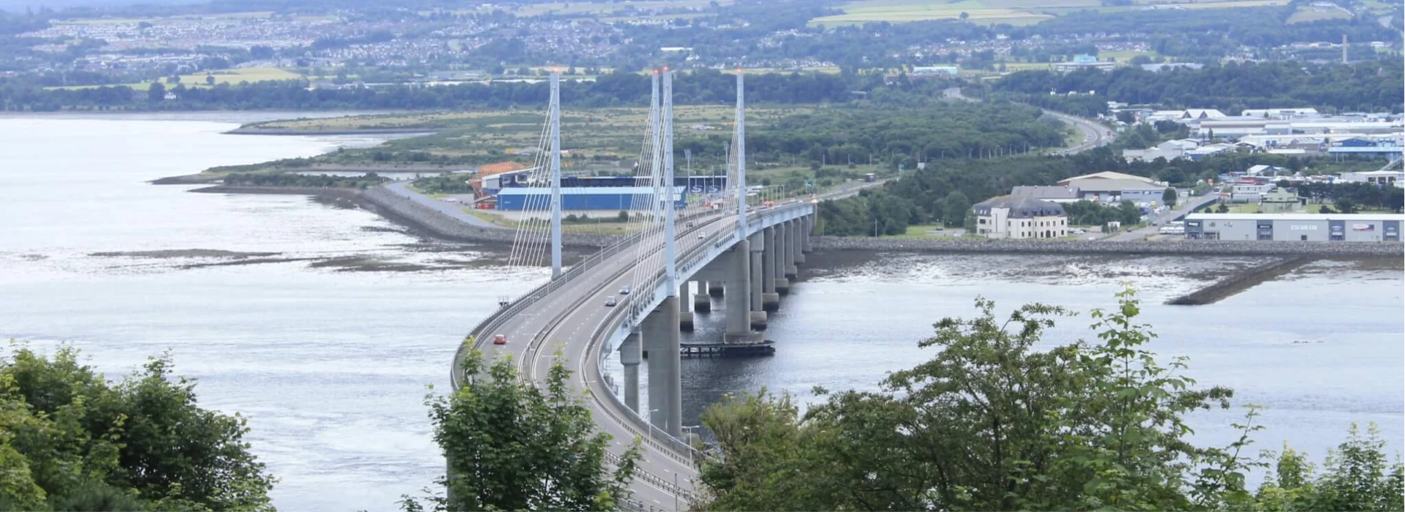 High up shot of Kessock Bridge