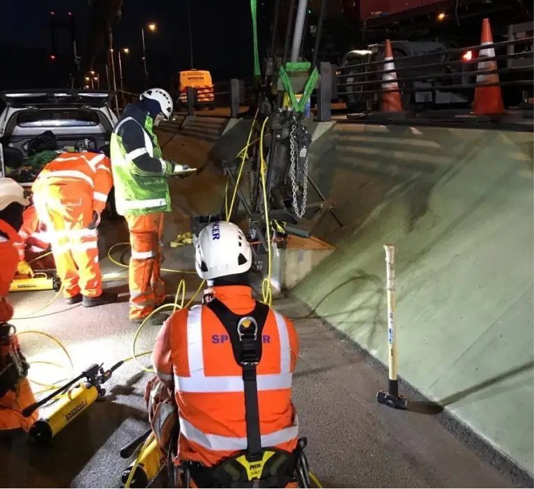 Spencer Bridge Engineers working on one of the Humber Bridge Cable anchors