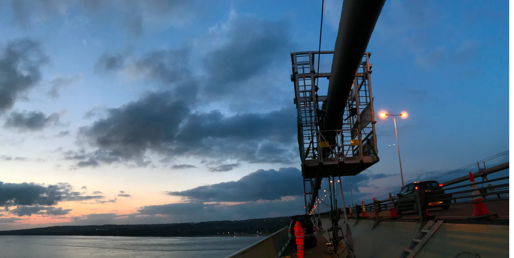 A hanger on one of the cables of the Humber Bridge