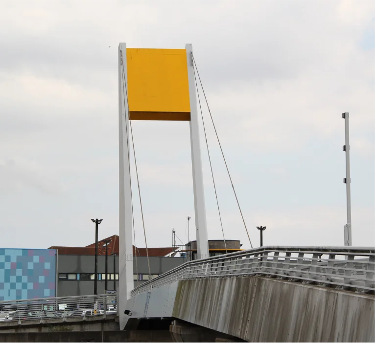 Shot of the Deep Rotating foot bridge looking towards the Deep