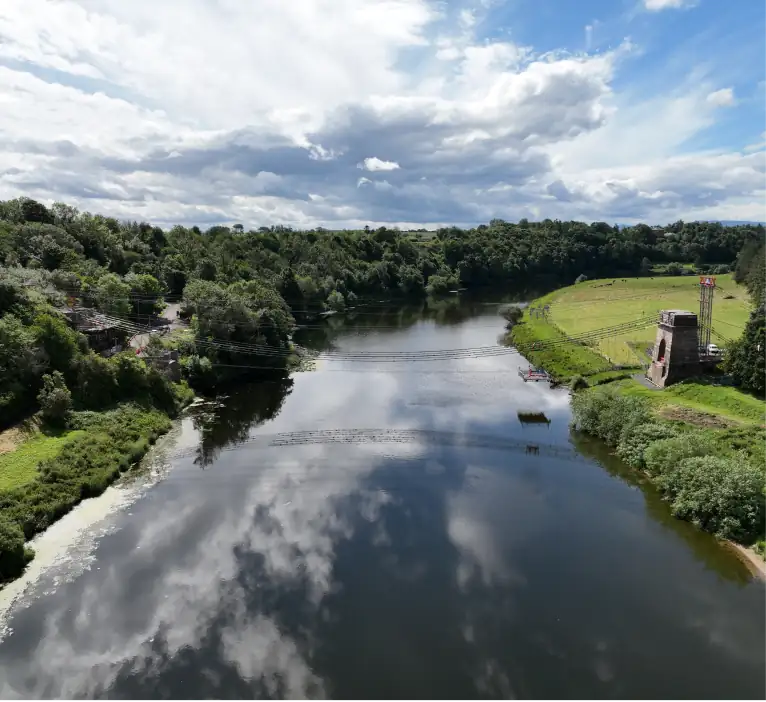 Drone shot of Union Chain Bridge