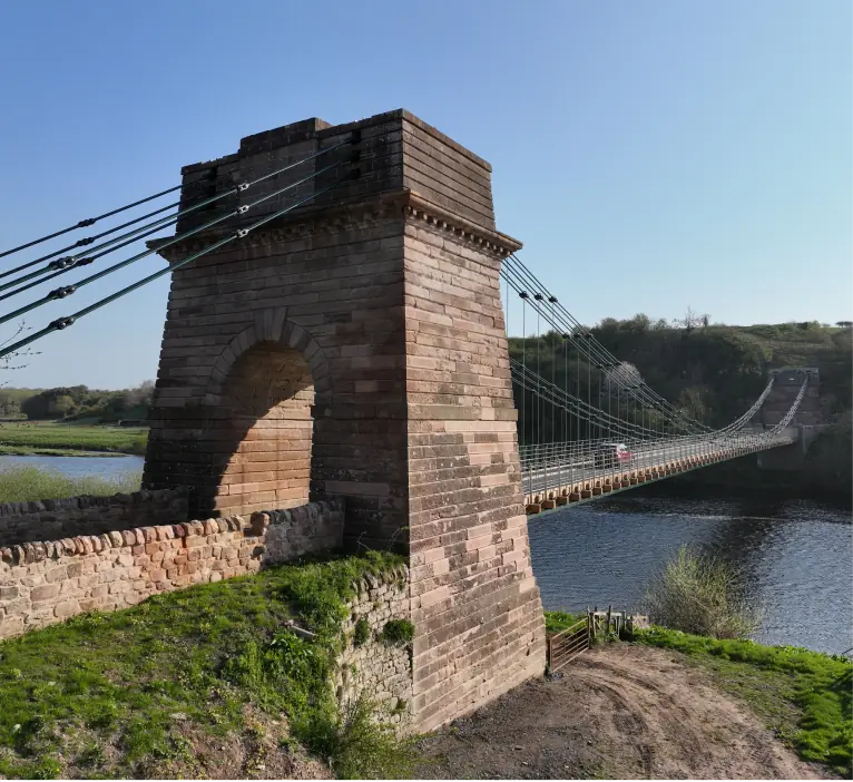 Shot from one end of Union Chain Bridge - getting the rest of the bridge in the background of the photo