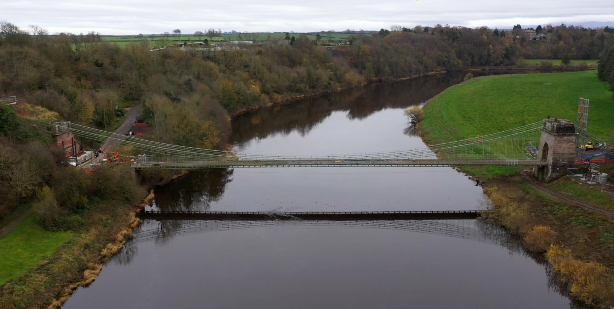 Drone shot of Union Chain Bridge